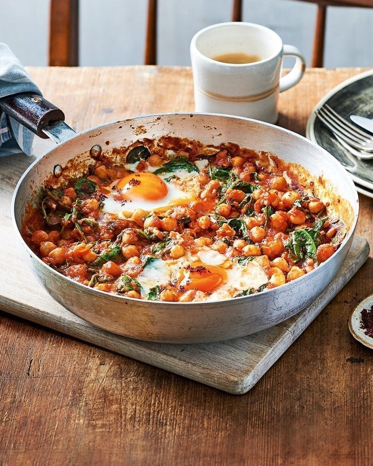 Spicy Baked Eggs With Tomatoes And Chickpeas Recipe Delicious Magazine