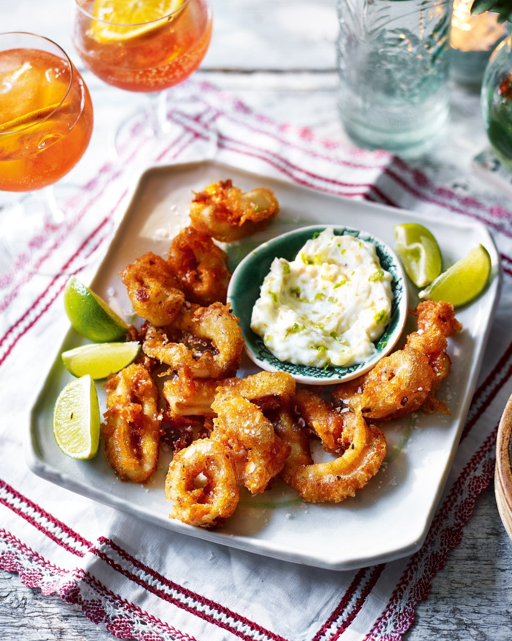 Fried squid with aïoli and Aperol spritz recipe delicious magazine