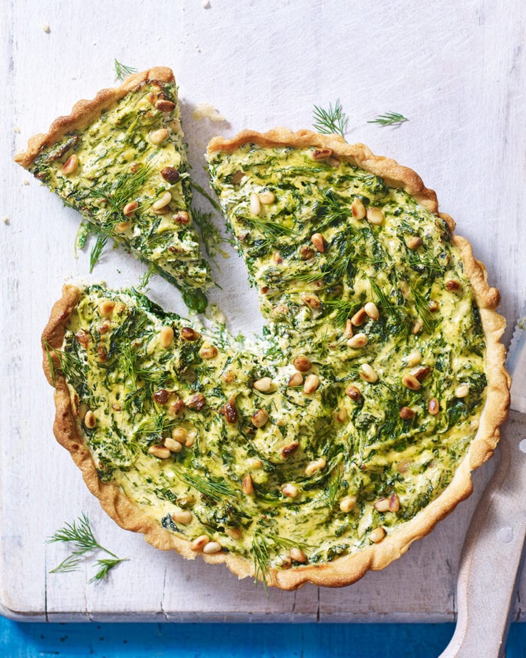Spinach, ricotta, pine nut and dill tart recipe | delicious. magazine