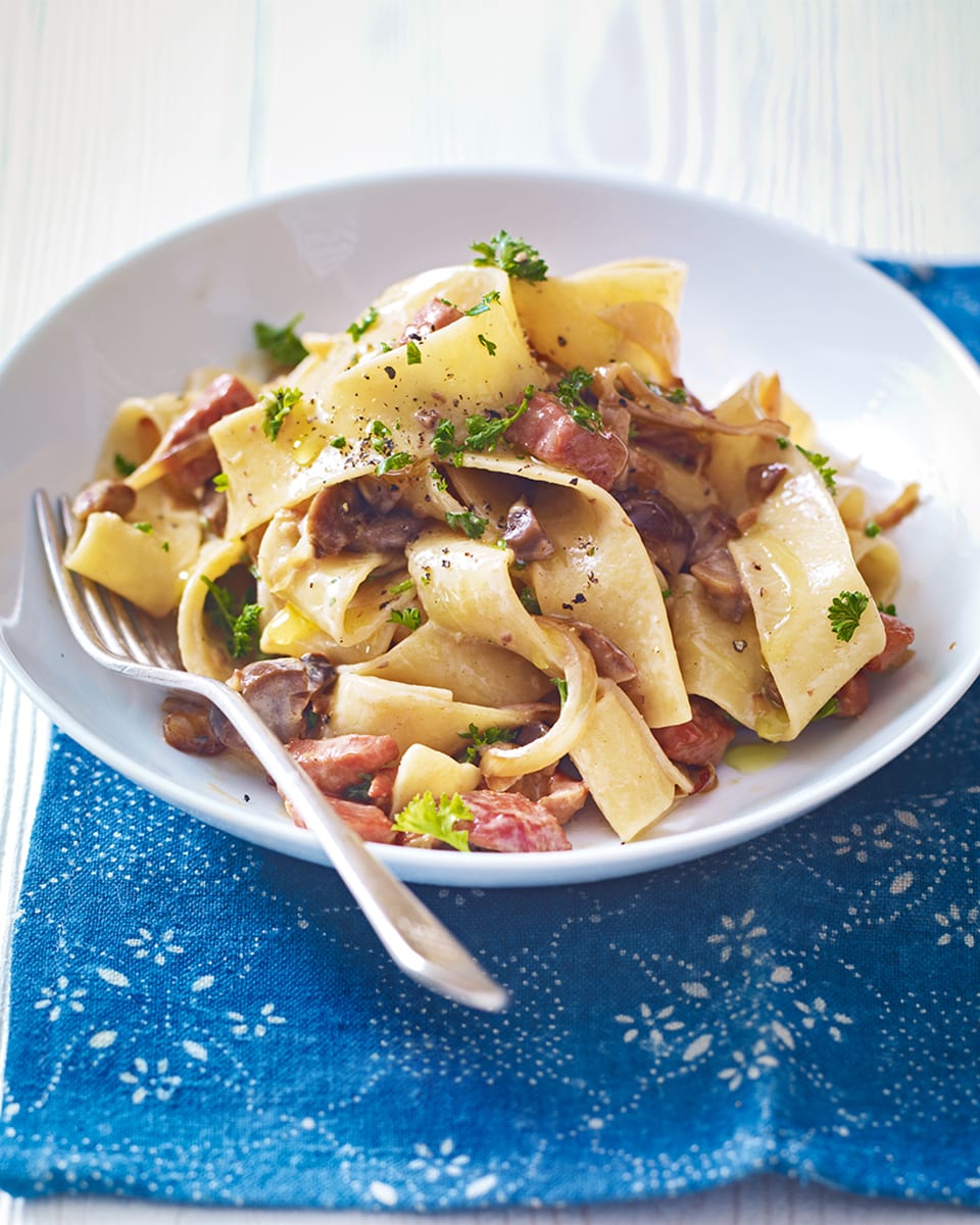 Gammon and chestnut pappardelle recipe | delicious. magazine