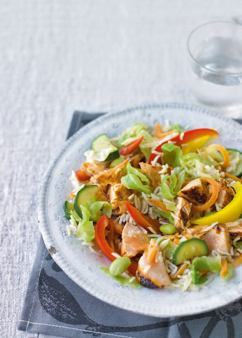 Teriyaki salmon stir-fry with wasabi-fried rice - delicious. magazine