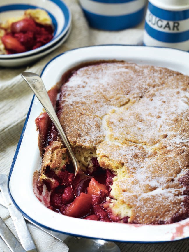 Easy peach and raspberry baked sponge pudding - delicious. magazine