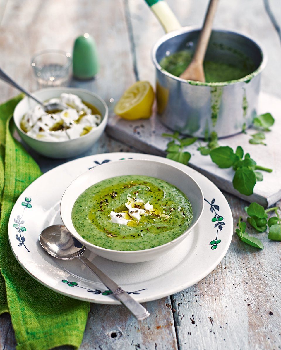 Watercress Soup With Labneh And Spiced Oil - Delicious. Magazine