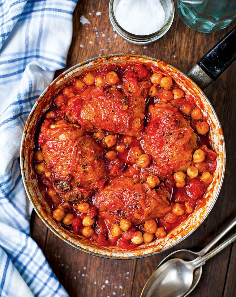 Tomato-braised chicken with chickpeas - delicious. magazine