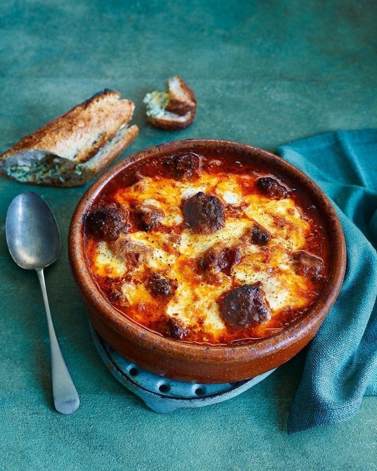 Italian Baked Meatballs With Garlic Baguettes Recipe Delicious Magazine