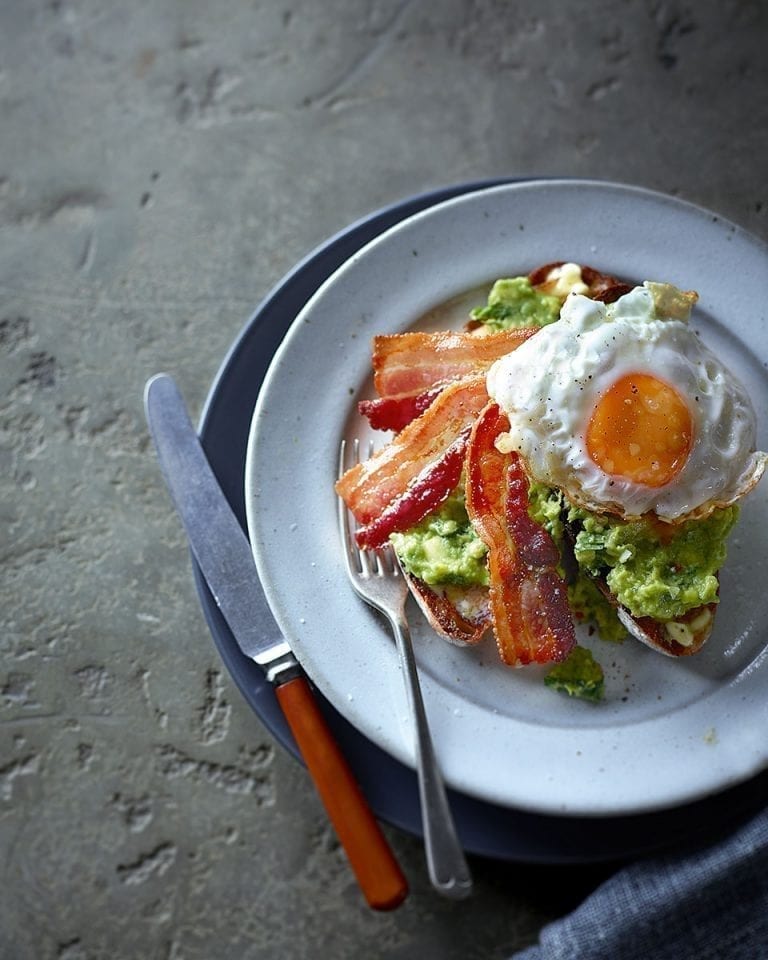 Avocado, bacon and fried egg on toast recipe | delicious. magazine