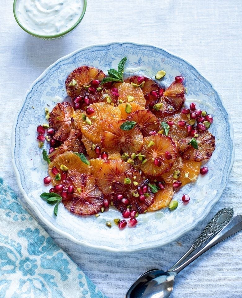 Orange and pomegranate salad with orange blossom cream recipe ...