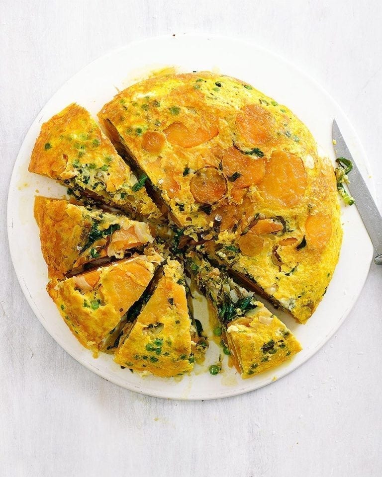 Quick Spring Green Sweet Potato And Chilli Frittata Recipe Delicious Magazine