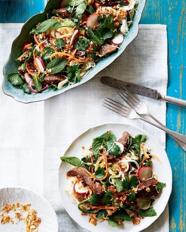 Vietnamese Herb Salad With Tamarind And Honey Glazed Beef Recipe Delicious Magazine