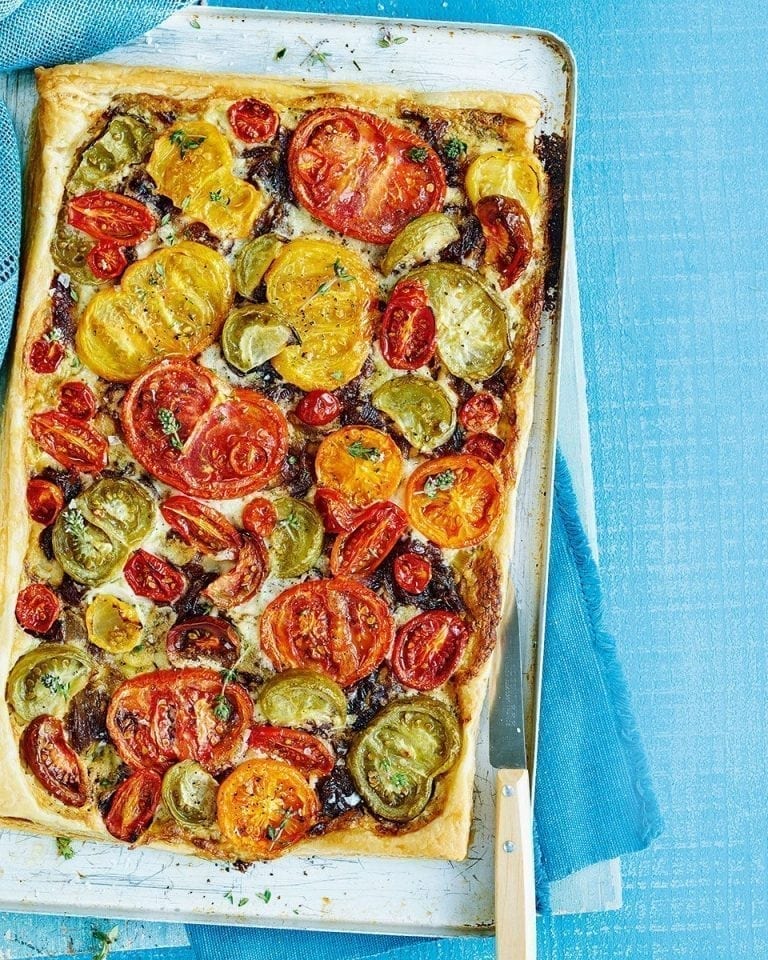 Tomato, caramelised onion and mascarpone tart recipe | delicious. magazine