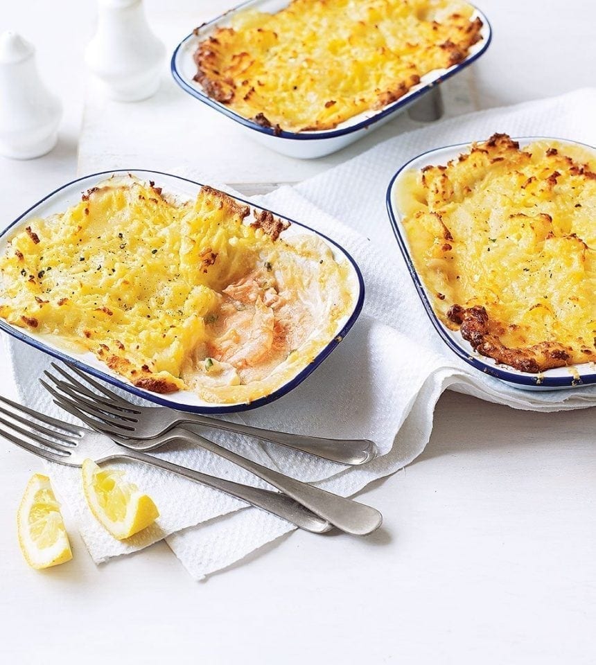 Mini smoked haddock and prawn fish pies recipe | delicious. magazine