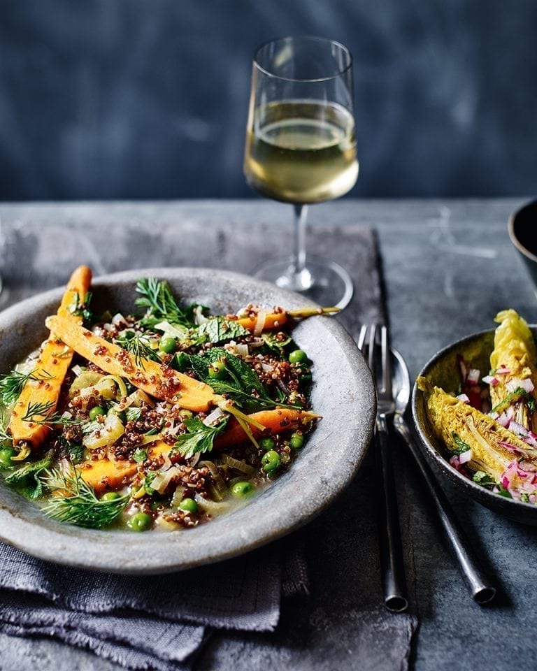 Braised Leeks, Peas and Little Gems Recipe