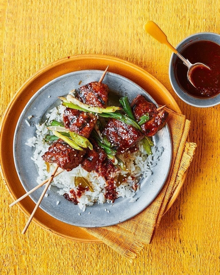 Skewered Beef and Scallions