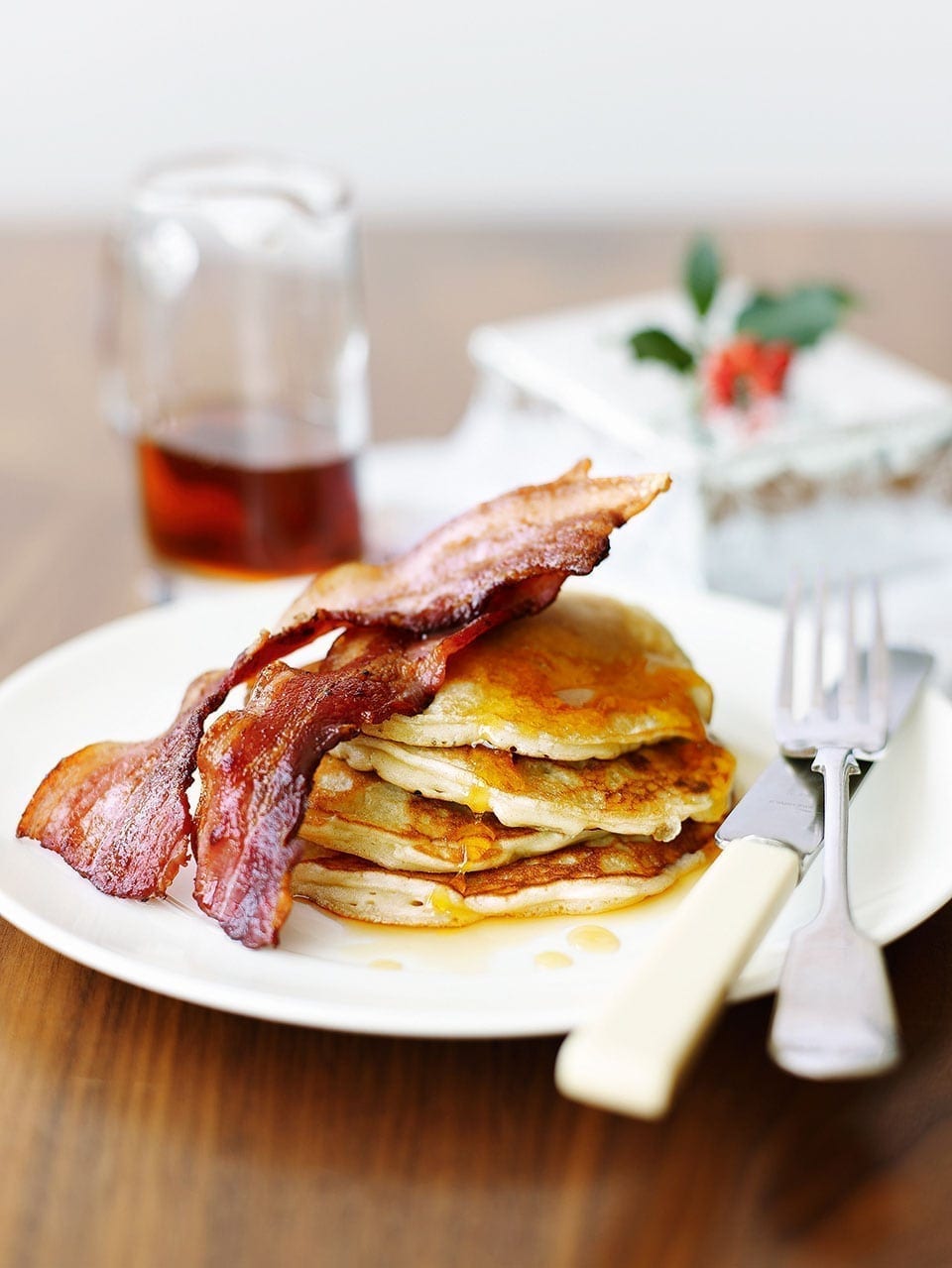Rachel Allen's pancakes with bacon and maple syrup recipe | delicious ...