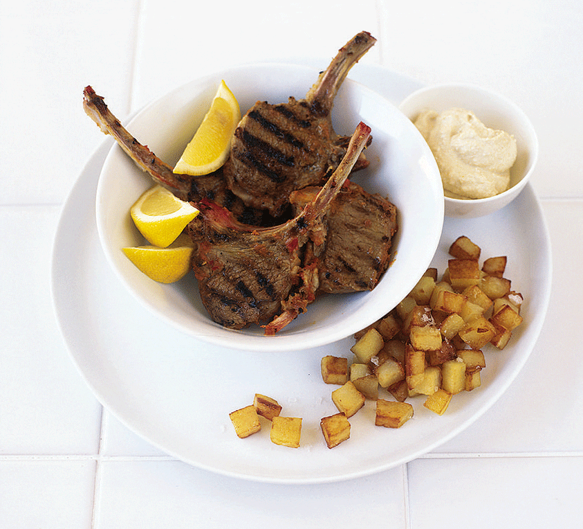 Spicy lamb with potatoes and houmous recipe | delicious. magazine