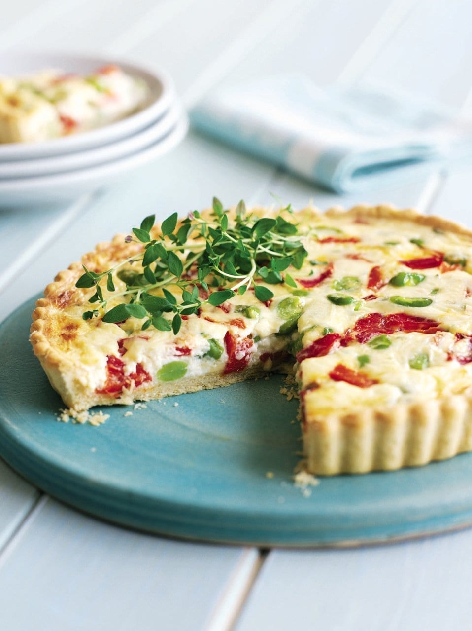 Broad Bean And Roasted Pepper Tart Recipe 