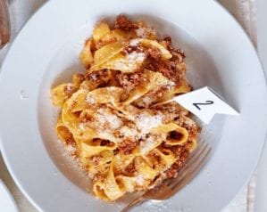 Veal bolognese sauce on tagliatelle