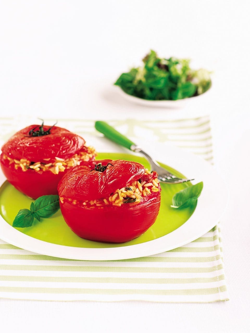 Baked stuffed tomatoes filled with lemon, basil and Parmesan rice ...