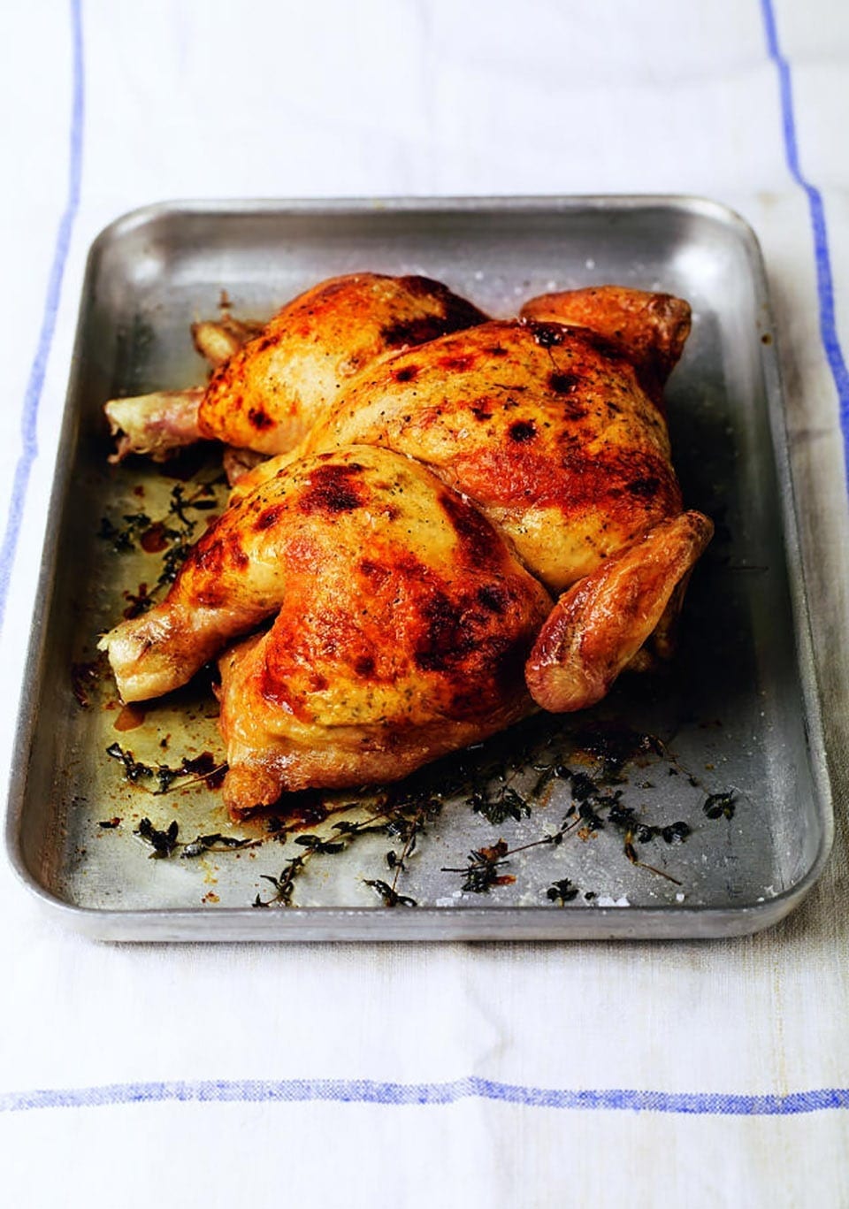 Spatchcocked roast chicken with ricotta recipe | delicious. magazine