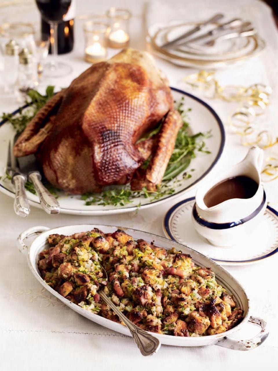 Festive roast goose with panettone stuffing recipe | delicious. magazine