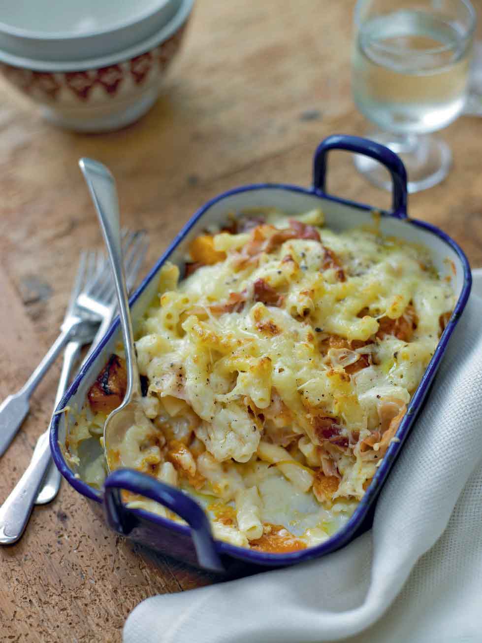 Squash, macaroni and Parma ham bake recipe | delicious. magazine