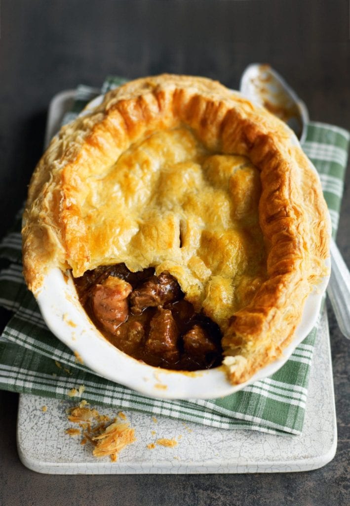 Puff pastry beef and mushroom pie recipe | delicious. magazine