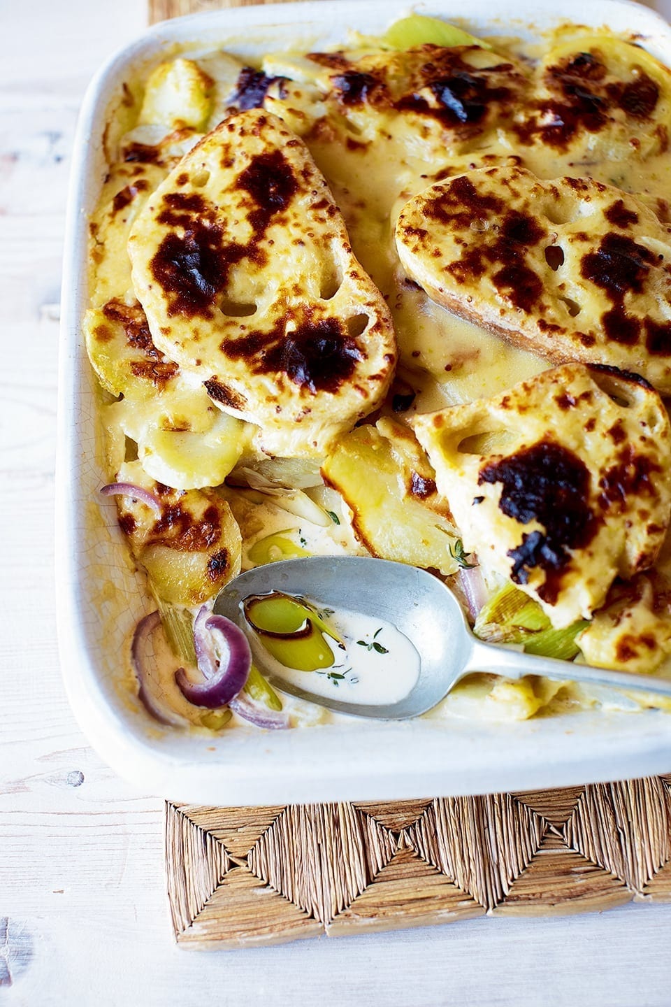 Jerusalem artichoke and potato bake with Welsh rarebit ...