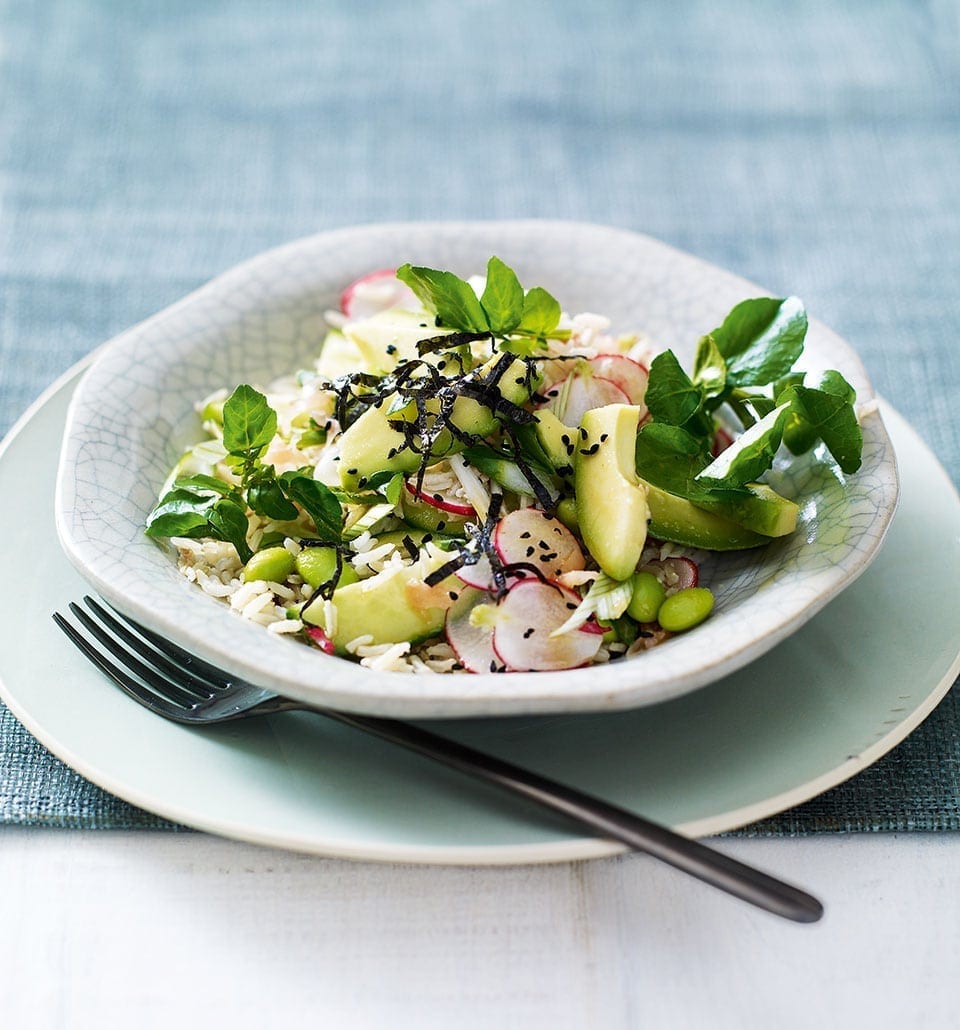 Superfood rice salad in wasabi dressing recipe | delicious. magazine