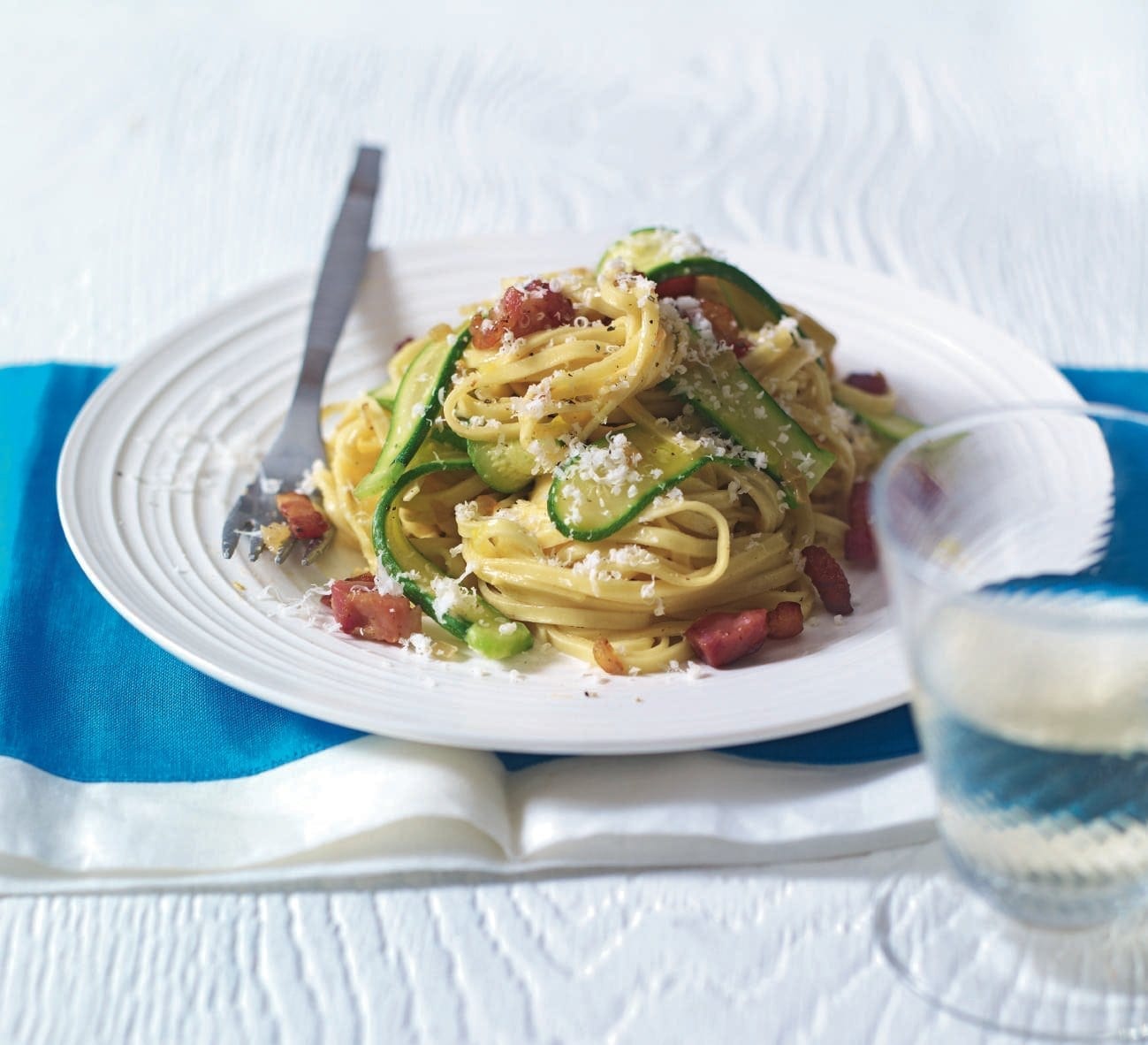 Quick linguine carbonara with courgette and bacon recipe | delicious.  magazine