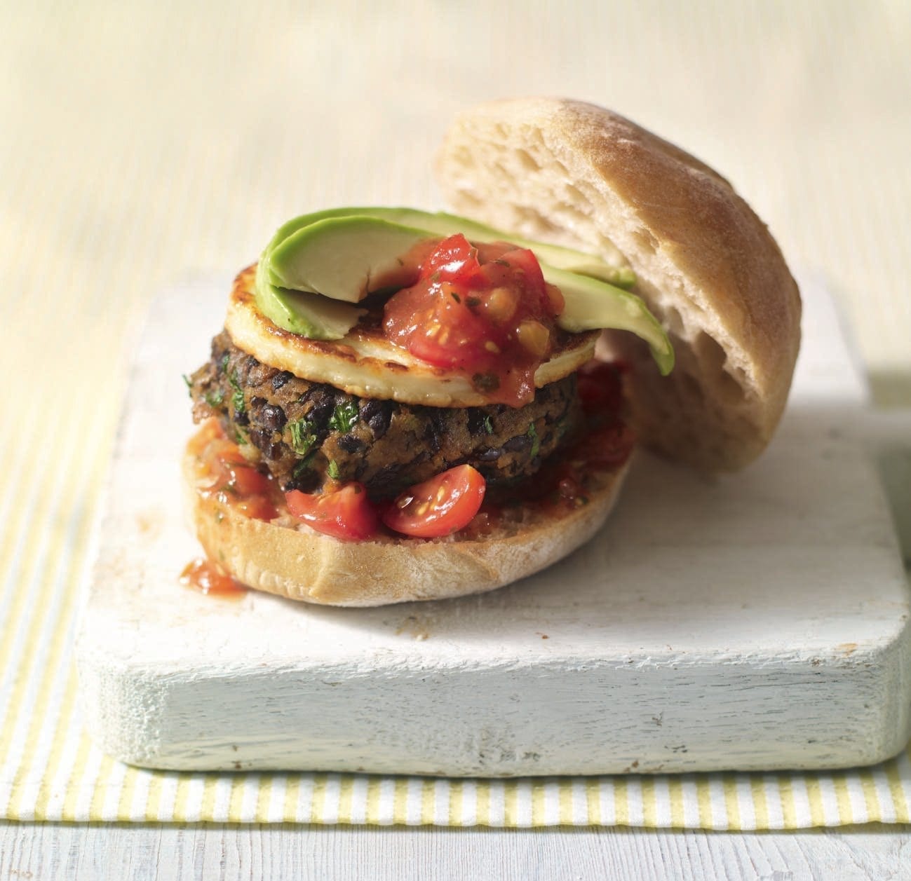 black-bean-burger-with-seared-halloumi-recipe-delicious-magazine