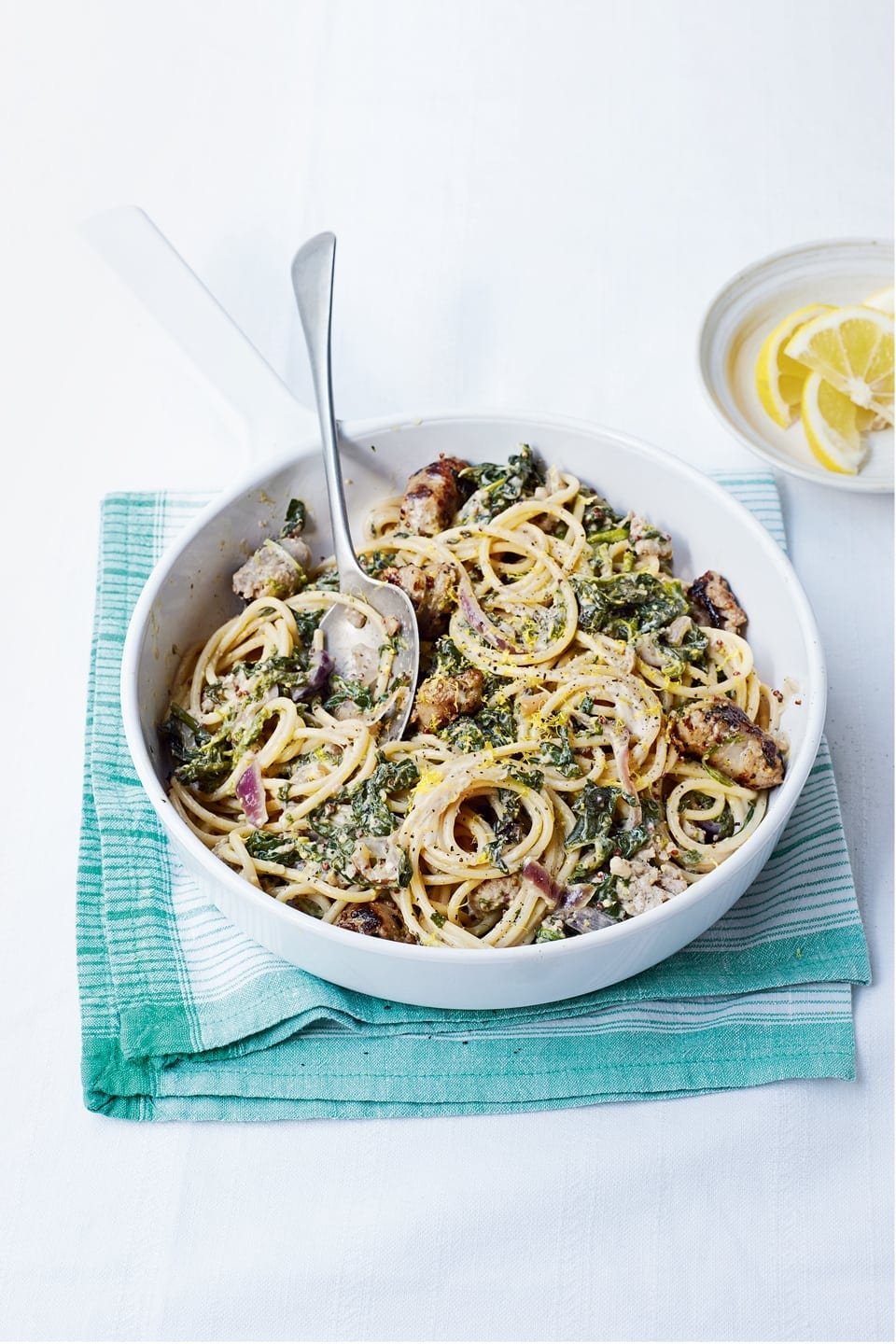 Sausage and spinach spaghetti recipe | delicious. magazine