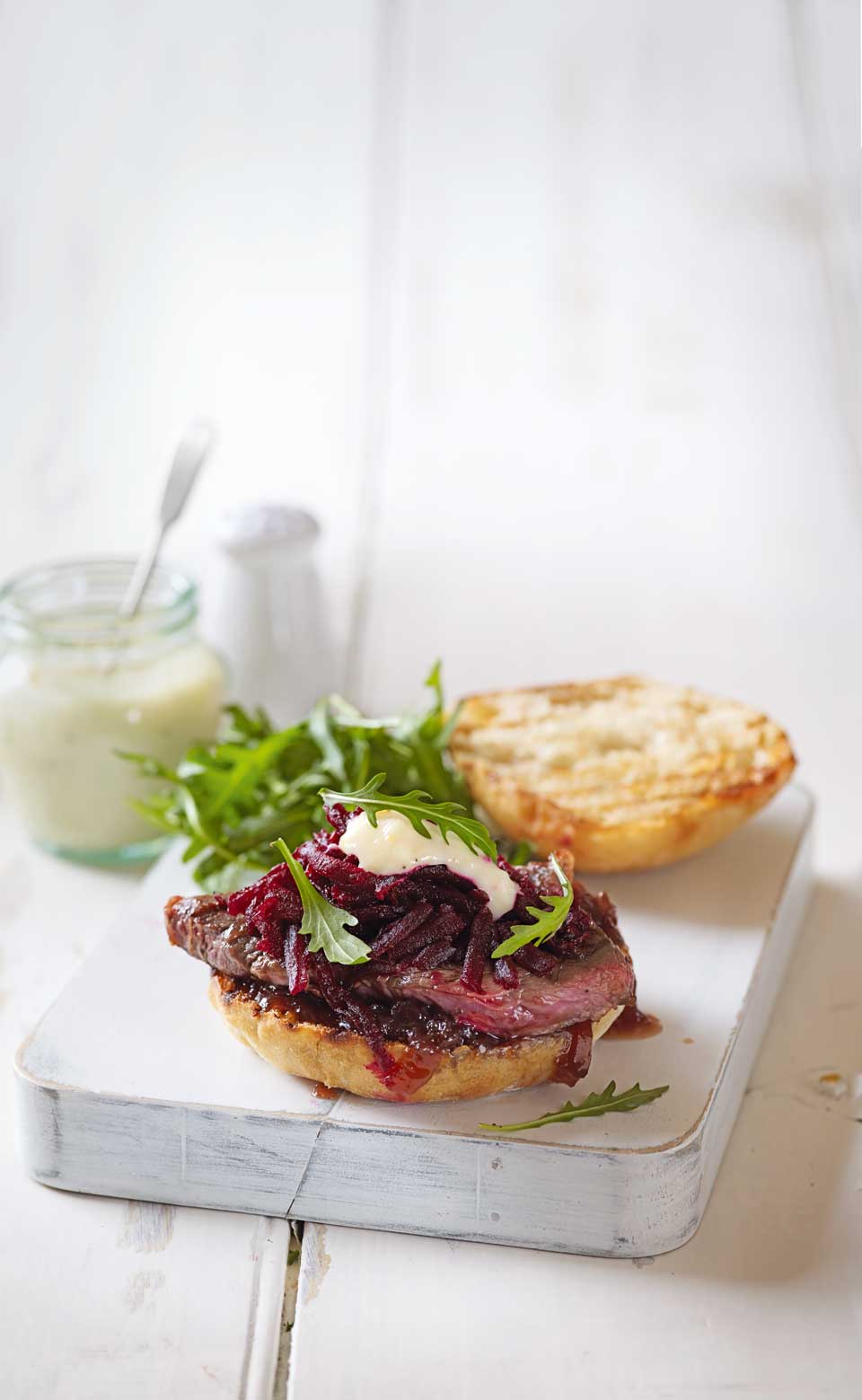 Steak sandwich with garlic mayo recipe | delicious. magazine