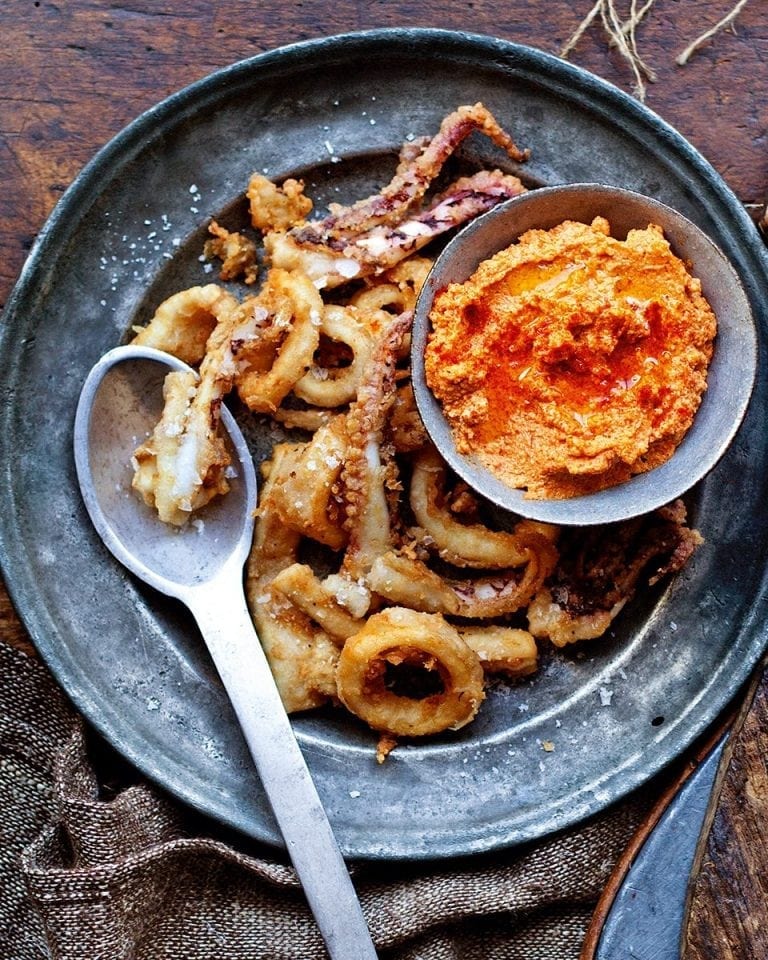 Squid with romesco sauce recipe | delicious. magazine