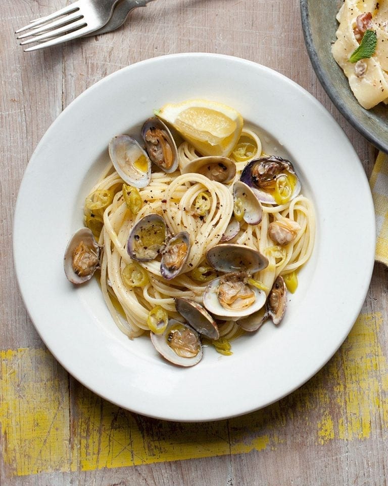 Linguine with clams, sherry, and pickled peppers recipe | delicious ...