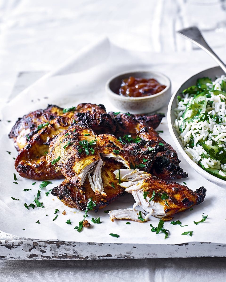 Cheat s tandoori chicken with cucumber rice salad recipe | delicious ...