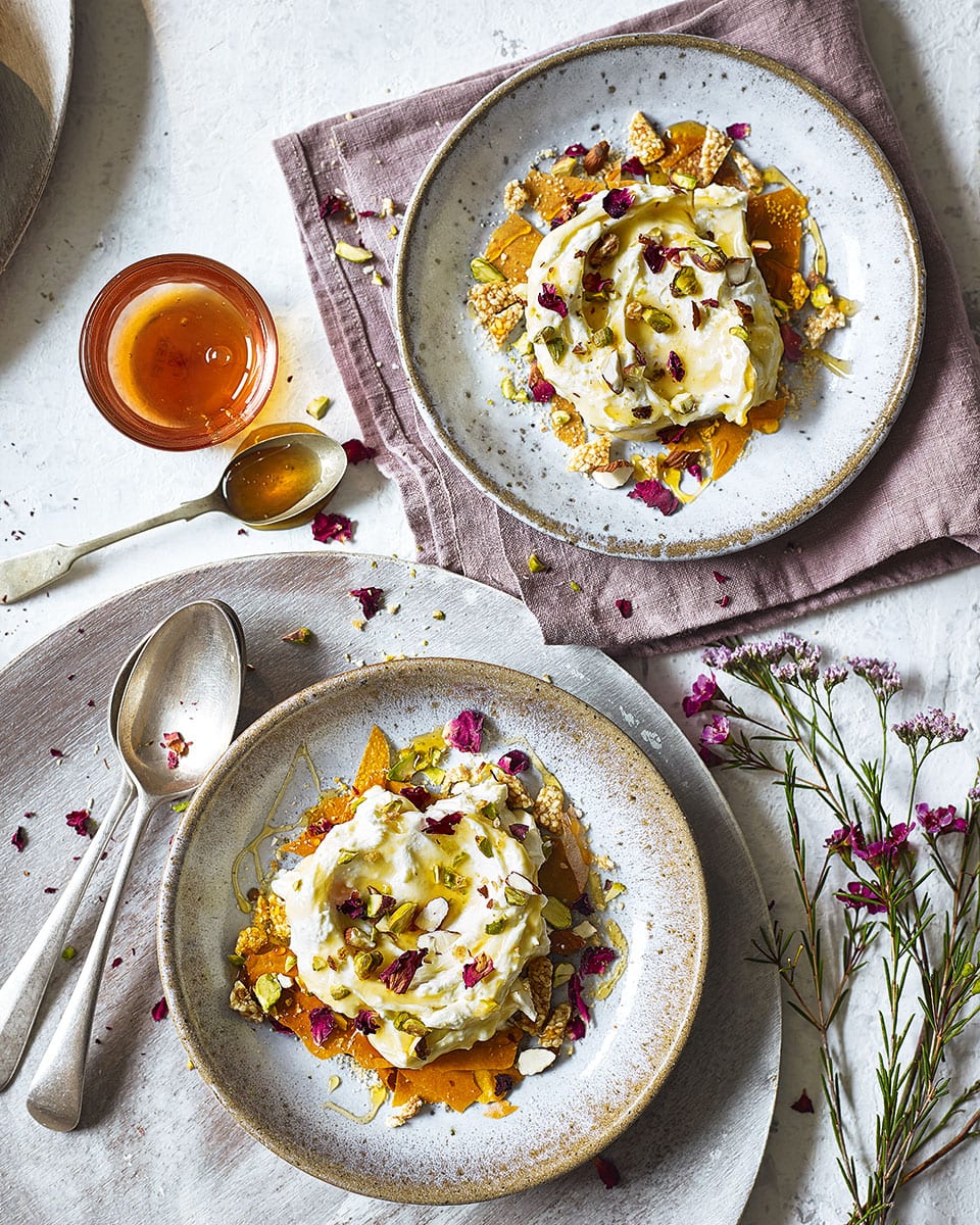 Honey, sesame and filo cheesecake puddings recipe | delicious. magazine