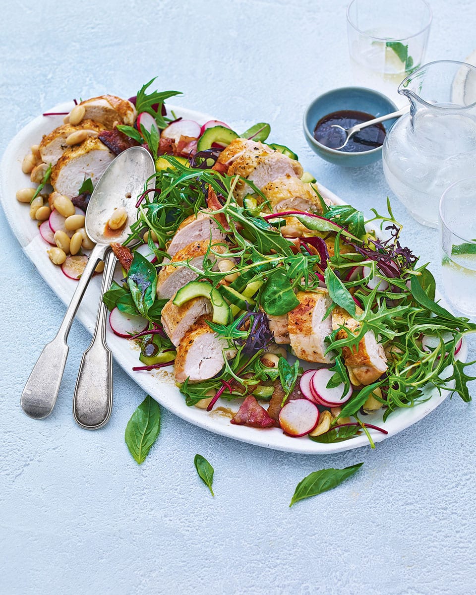 Smoky chicken and bacon salad with cannellini beans recipe | delicious ...