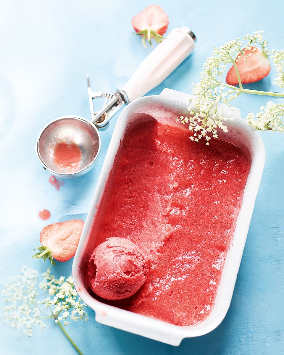 Strawberry and elderflower sorbet recipe | delicious. magazine