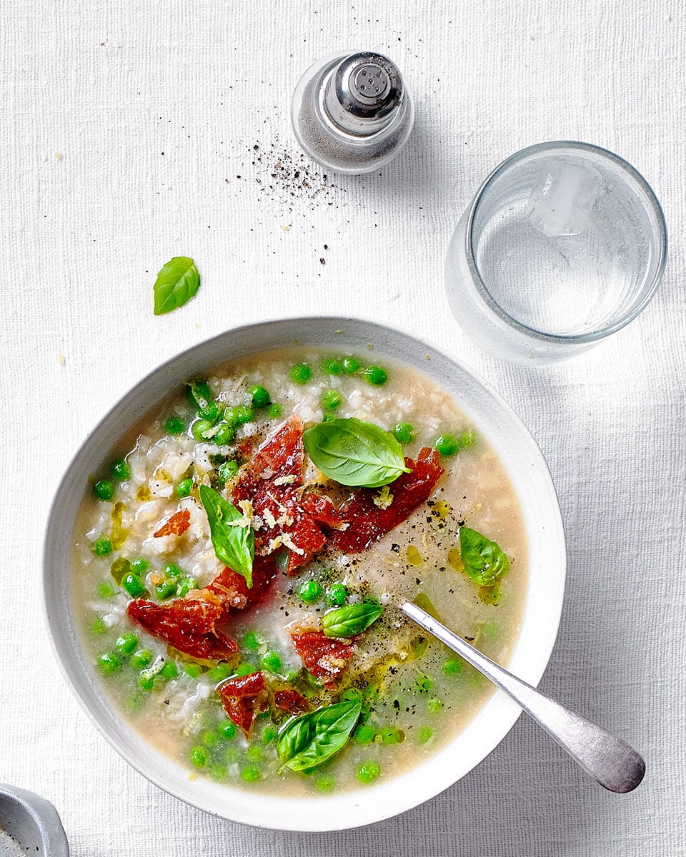 Risi e bisi with parma ham (Italian rice and peas) recipe | delicious ...