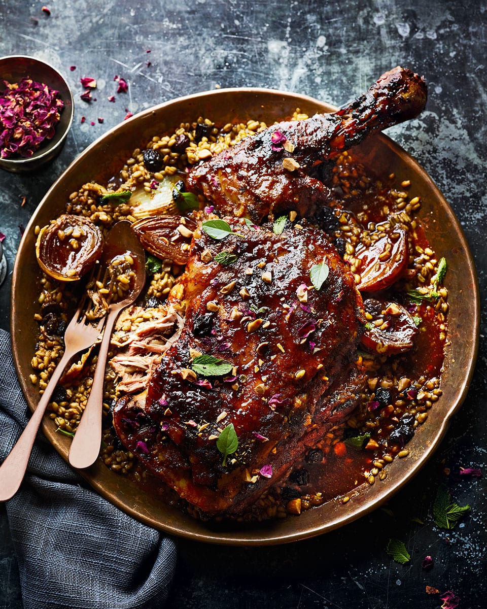 Moroccan spiced Lamb Shoulder With Onions And Freekeh Recipe 