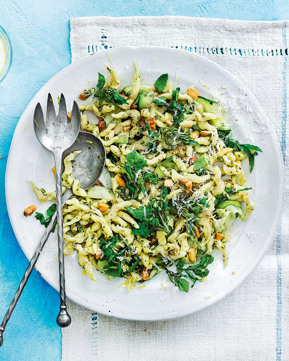 Trofie pasta with watercress, courgette and almonds - delicious. magazine