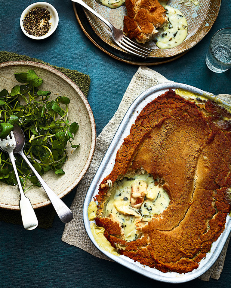 Smoked fish pie with butterbean mash