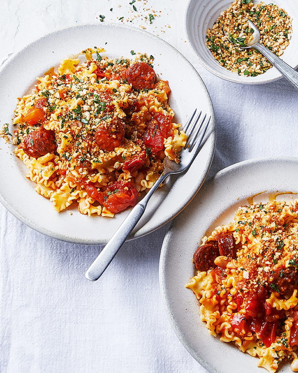 Chorizo pasta with pangrattato - delicious. magazine