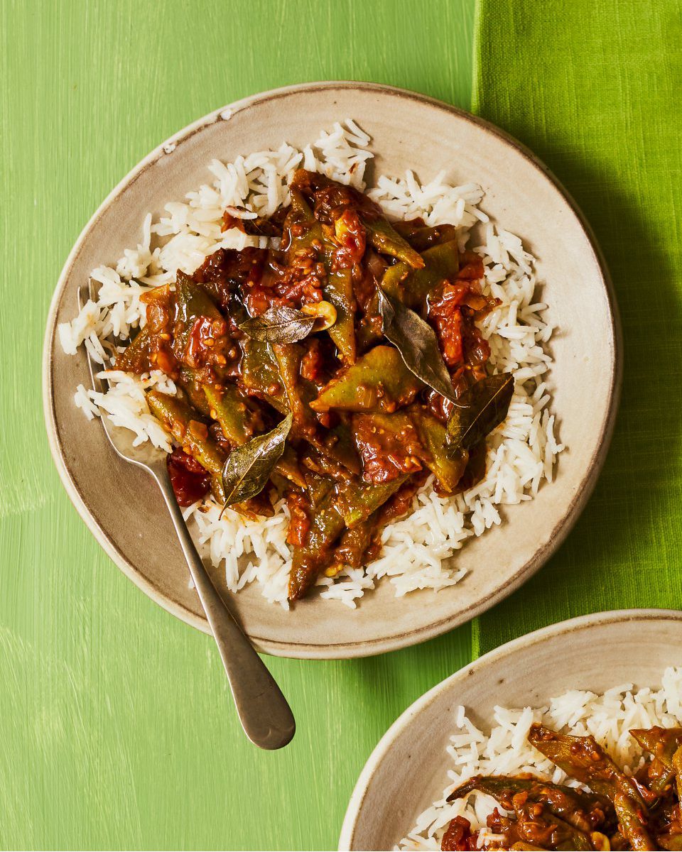 Runner bean tomato and tamarind curry