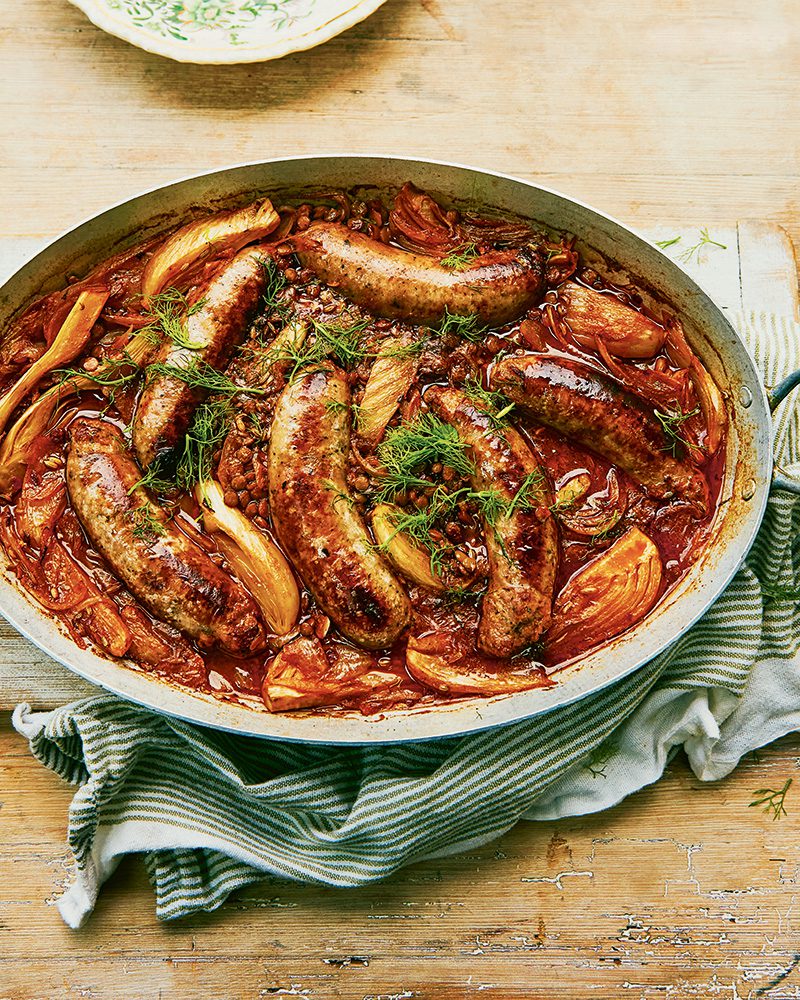 Braised sausages, lentils and fennel - delicious. magazine