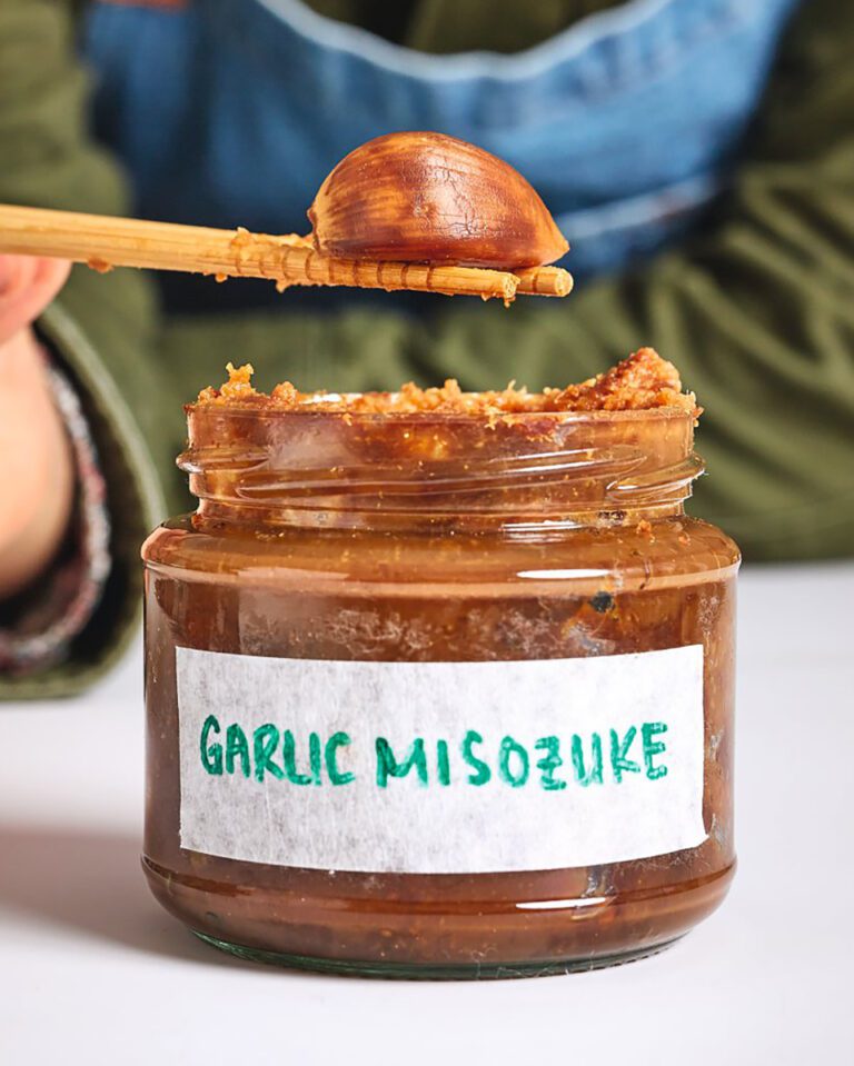 Garlic misozuke (miso-pickled garlic)