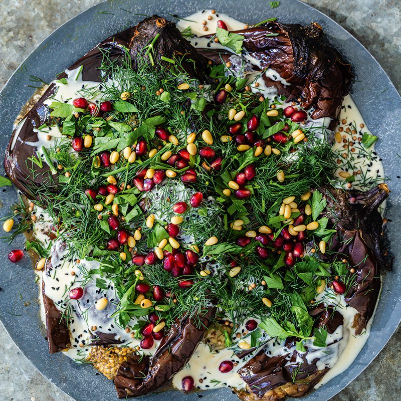 Aubergines roasted with tahinia from Bethlehem by Fadi Kattam