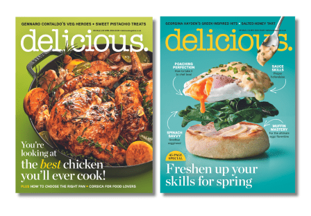 Two covers of delicious magazine shown side by side