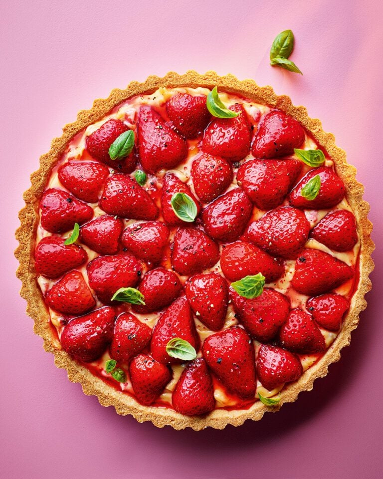 Strawberry, black pepper and clotted cream tart