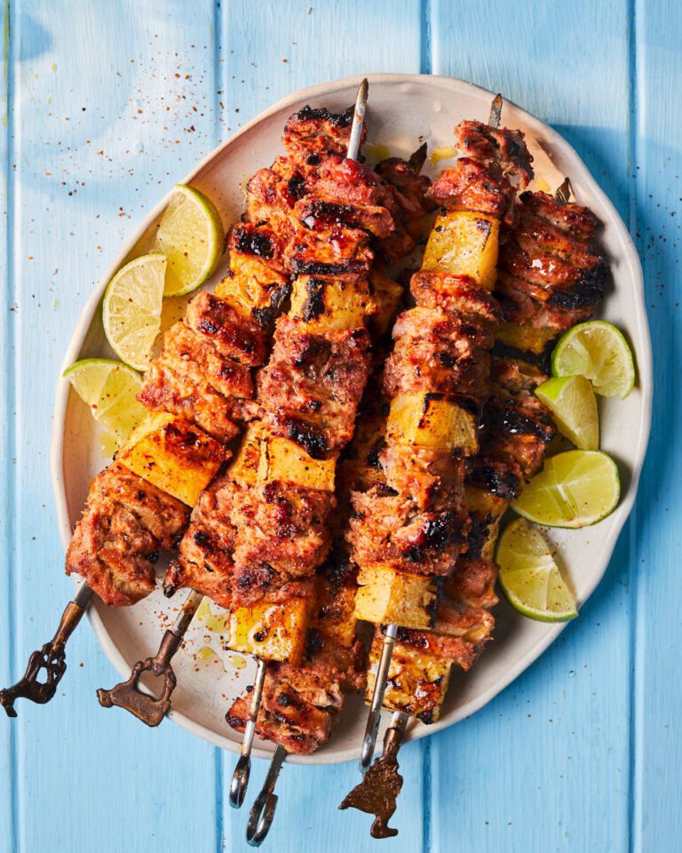 Chipotle pork and pineapple skewers